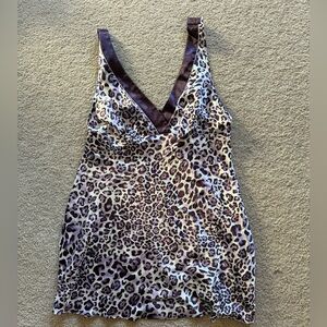 Jones New York Purple and Cream Patterned Blouse